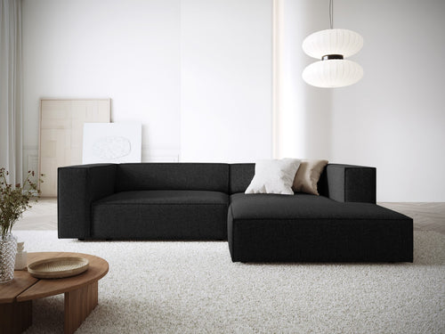Cosmopolitan Design rechter hoekbank Arendal 3-zits, chenille, zwart - 166x224x70cm