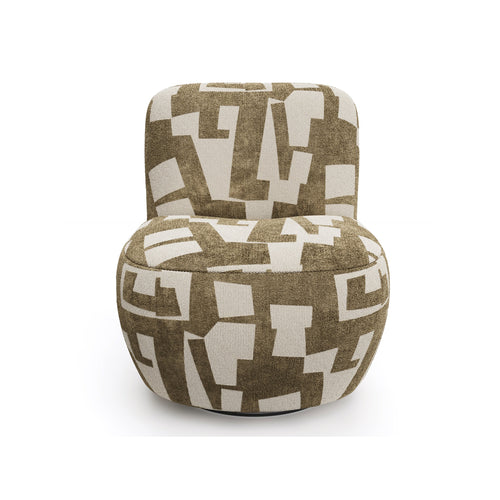 Sia Home - Draaibare fauteuil JENA - stof met textuur en patroon kaki 65cm