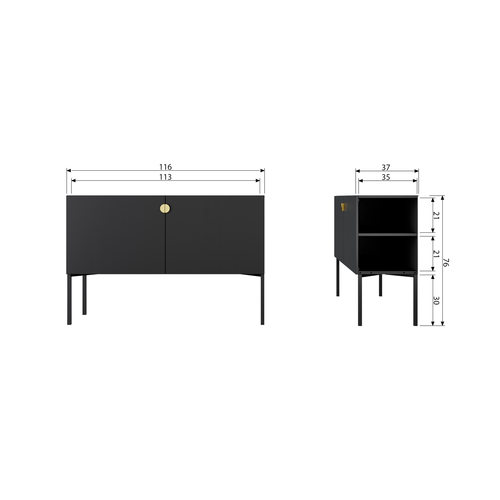 WOOOD dressoir Hero - Hout/metaal - Zwart - 76x116x35 - vtwonen shop