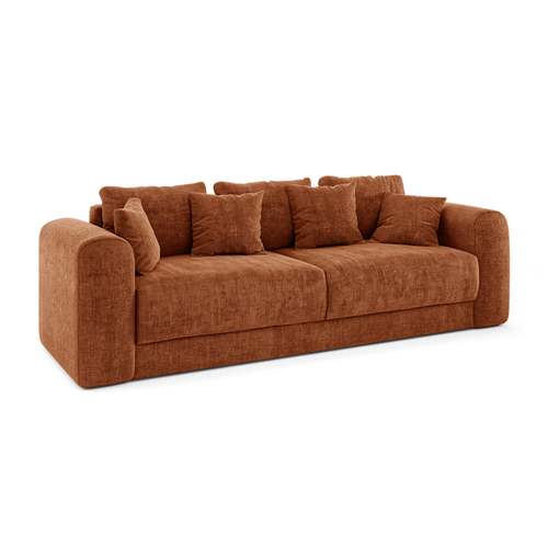 Sia Home - Slaapbank met opbergruimte, notenhout RIO - kruisbinding terracotta 250cm