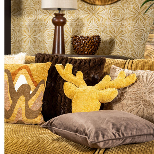MATTHEO - kussenhoes 45x45 cm - imitatiebont - geometrisch motief - Chocolate Martini - bruin