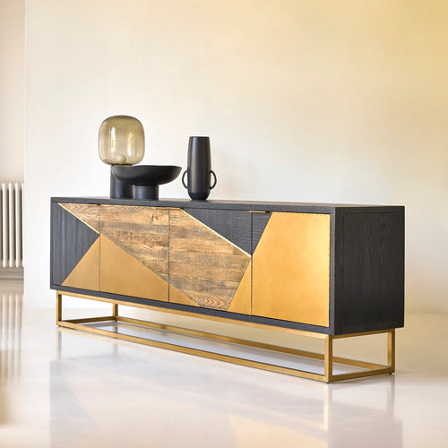 Tikamoon Eiken tv-meubel 240 cm - Zwart - vtwonen shop