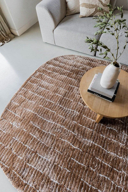 Interieur05 vloerkleed Rectangle Edge - bruin/wit - 200 x 290 cm