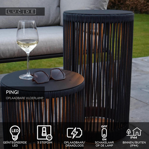 Lucide vloerlamp PINGI - Geïntegreerde LED - Zwart