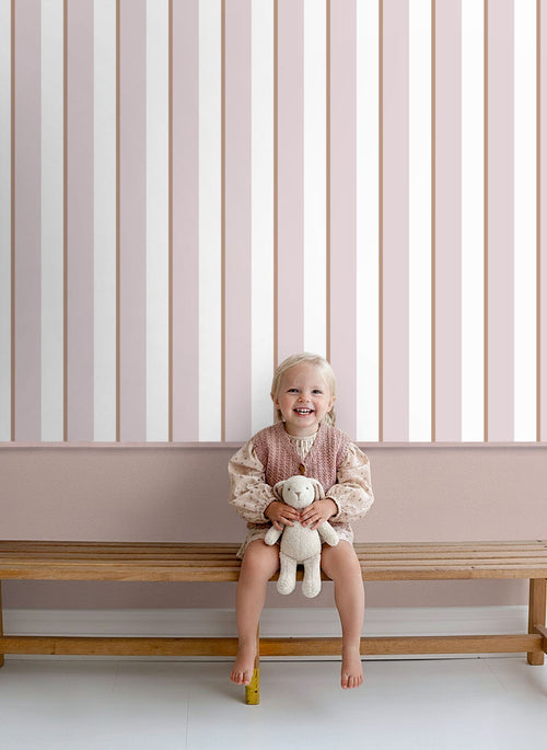 ESTAhome behang strepen lila paars en wit - 50 x 900 cm - 131907