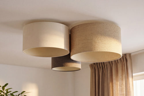 bpskoncept plafondlamp Trivo - crème stof - jute - Ø 50 cm