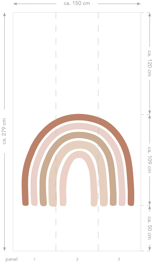 ESTAhome fotobehang regenboog terracotta, zacht roze en beige - 1,5 x 2,79 m - 159053