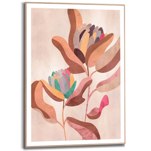 Reinders Earth Flowers schilderij -  bruin - kantoor - 70x50cm