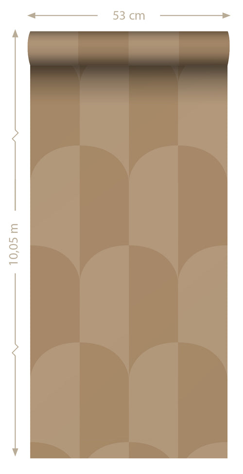 ESTAhome behang art deco bogen donker beige - 50 x 900 cm - 131236 - vtwonen shop