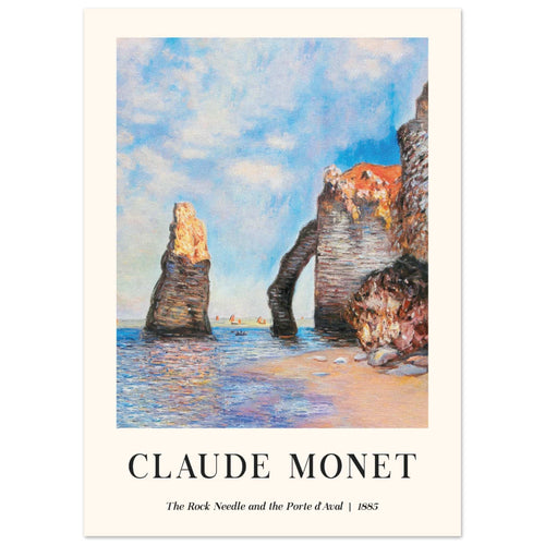 Artfulprints Poster met Lijst Claude Monet - The rock needle and the porte d'aval   - 70x100 cm - Lichtblauw