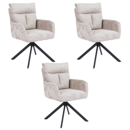 Home Deluxe ALUNA chenille eetkamerstoel met armleuningen - set van 1 beige - vtwonen shop
