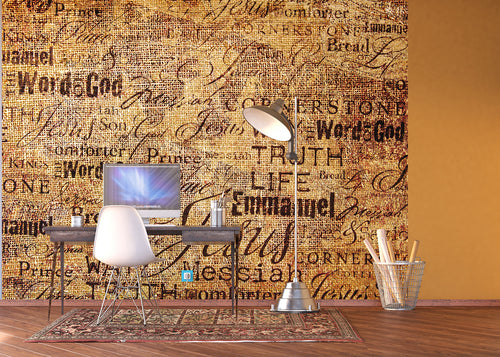 Sanders & Sanders fotobehang tekst beige - 375 x 270 cm - 600453