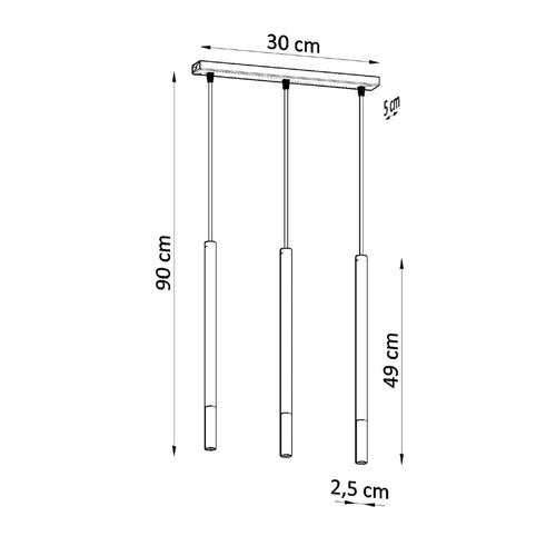 Sollux Lighting Hanglamp MOZAICA 3L zwart/chroom - 30x5x90cm