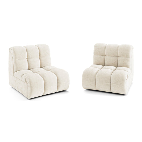Premium Interiors - Bank SEVEN - gewaafd fluweel crème 162cm
