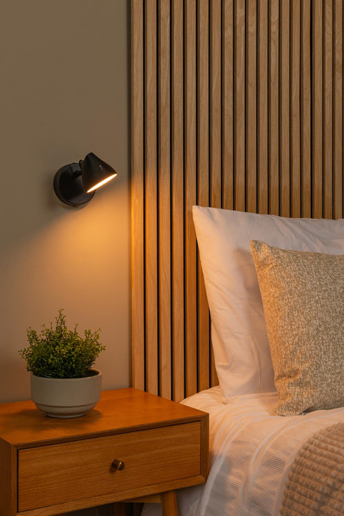Lucide wandlamp MILNE - Geïntegreerde LED - Zwart