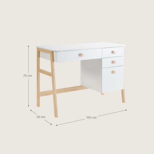 Petite Amélie Kinderbureau met lades Cerise - H75 cm - Wit - vtwonen shop