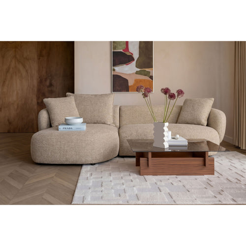 Zuiver Stones 3-zitsbank Chaise Longue Links Lichtbruin