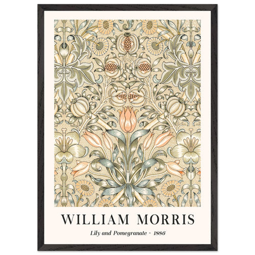 Artfulprints Poster met Lijst William Morris - Lily and pomegranate 1886   - 50x70 cm - Groen