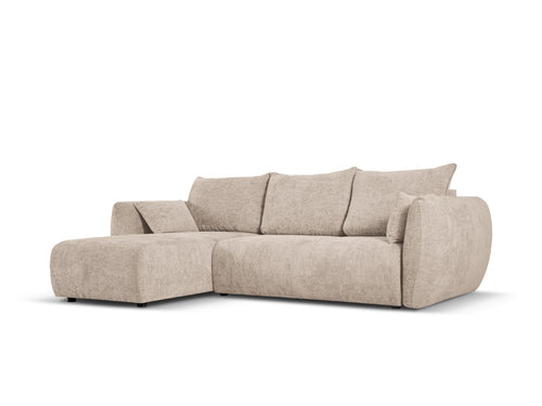 Cosmopolitan Design Uitklapbare hoekbank links met opbergdoos Matera 4-zits, chenille, beige - 173x253x86cm