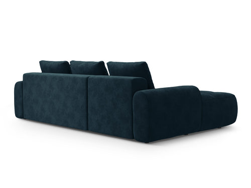 Cosmopolitan Design Uitklapbare hoekbank links met opbergdoos Linz 3-zits, flueel diepe olie - 142x275x84cm