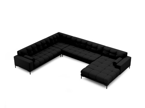 Cosmopolitan Design Panoramische hoekbank links Bali 7-zits, structurele stof, zwart - 256x327x75cm