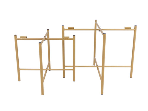 MaximaVida salontafel set Lucca 62 en 49 cm kruisframe champagne goud  - HPL terrazzo look