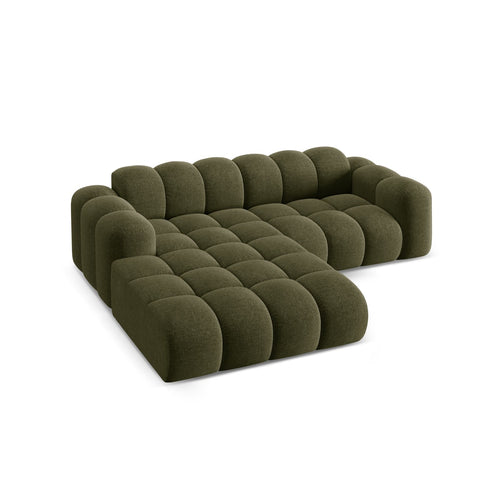 Cosmopolitan Design - Linker hoekbank Treno 3-zits, chenille groente - 184x240x70cm