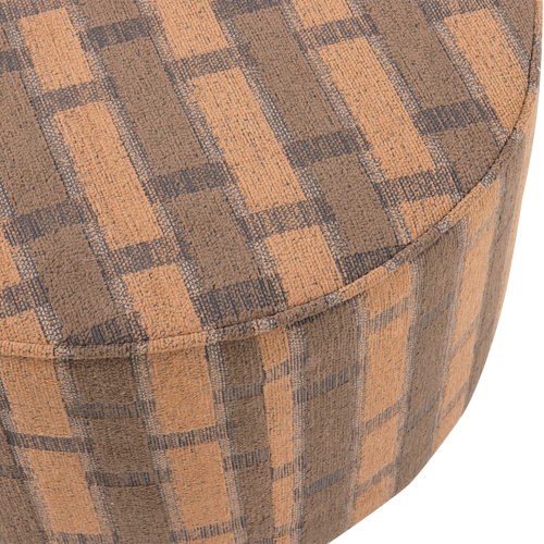 WOOOD poef laag dessin Sarli - Chenille - Bruin/Roze - 36x60x60