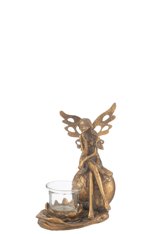 J-Line theelichthouder Vidia - metaal - goud - large