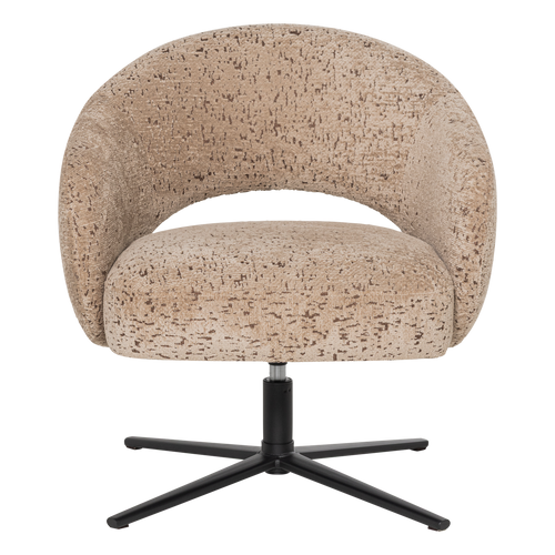 WOOOD draaifauteuil Pico - Wollig Structuur - Zand - 74x71x69