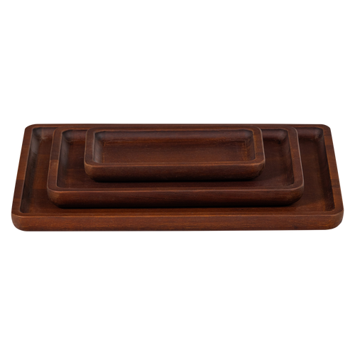WOOOD dienblad Trayla - Mangohout - Bruin - Set van 3 - 45x35x3/35x25x3/25x15x3