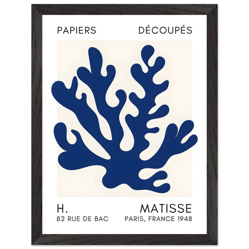 Artfulprints Poster met Lijst Matisse – Saltflower shapes navy blue II   - 30x40 cm - Blauw