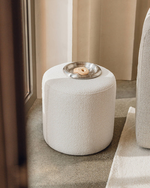 noo.ma Folk Pouf Tall - Clay Grey Mélange, 40x40x42 cm