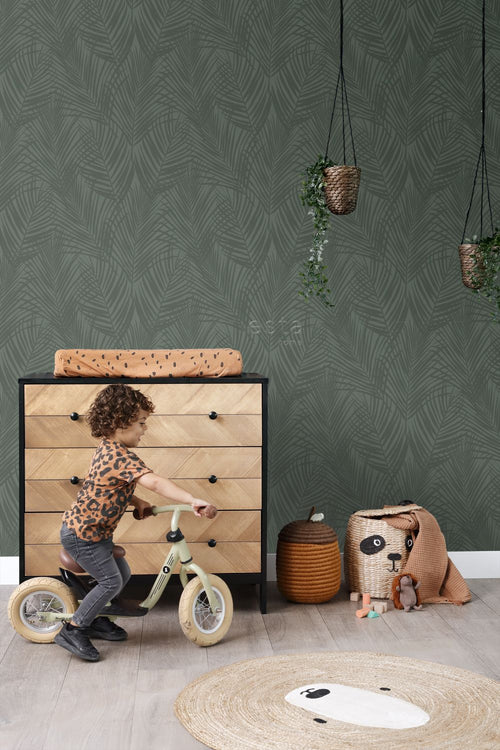 ESTAhome behang palmbladeren donkergroen - 53 cm x 10.05 m - 139303