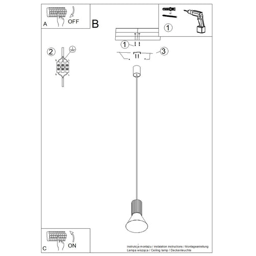 Sollux Lighting Hanglamp ESTRIA 1 beige - 14x14x120cm