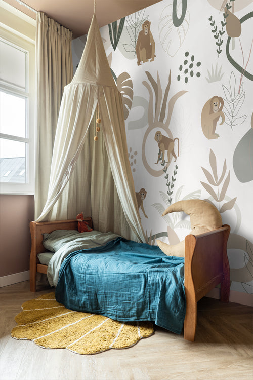 ESTAhome fotobehang jungle apen beige en groen - 200 x 279 cm - 159244 - vtwonen shop