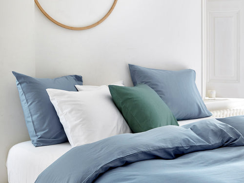 Yumeko dekbedovertrek katoen satijn faded blue 200x220 + 2/60x70 - vtwonen shop
