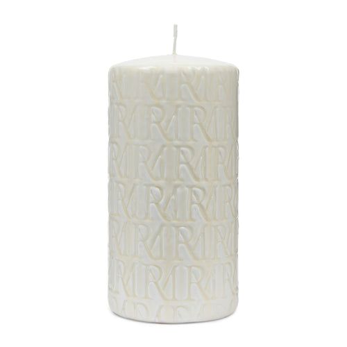 Rivièra Maison RMMonogram PillarCandle white9,5x19 - Paraffine - Wit - vtwonen shop