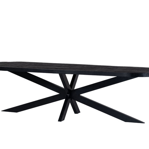 Giga Meubel Eettafel Barn - Zwart Mangohout Metaal - 300x100x78cm - vtwonen shop