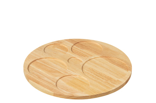 J-Line aperoschaal + dienblad 6 stuks - bamboe/keramiek - mix