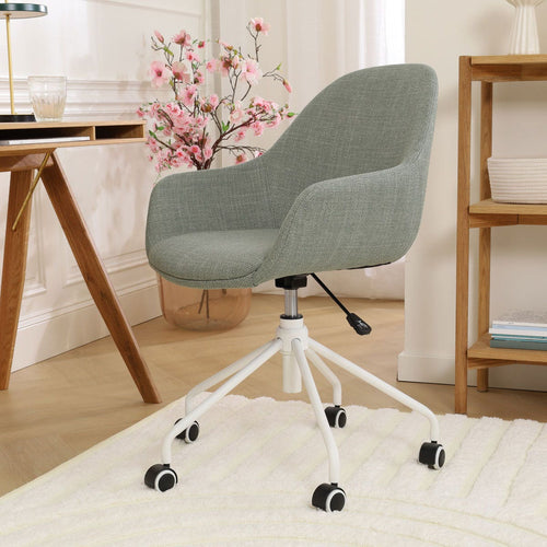 Nolon Nout-Mae Bureaustoel Saliegroen - Armleuning - Wit Onderstel