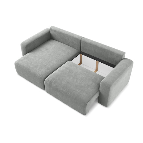 LaMiaSofa hoekbank links Ostia - chenille stof - grijs - 244x149x79