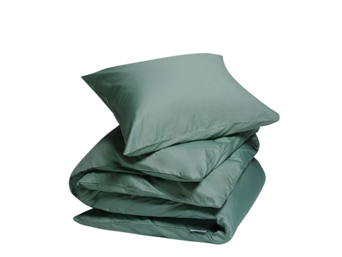Yumeko dekbedovertrek katoen satijn deep green 140x220 + 1/60x70 - vtwonen shop