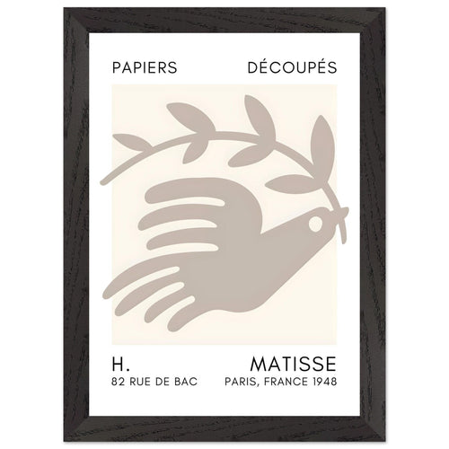 Artfulprints Poster met Lijst Matisse - Peace dove grey   - A4 21x29.7 cm - Grijs