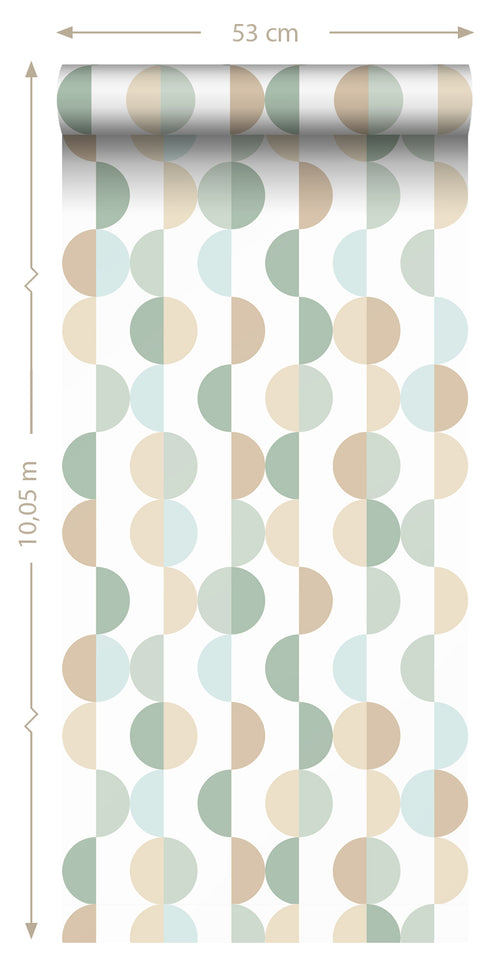 ESTAhome behang grafisch motief vergrijsd groen, lichtblauw en beige - 50 x 900 cm - 139620 - vtwonen shop