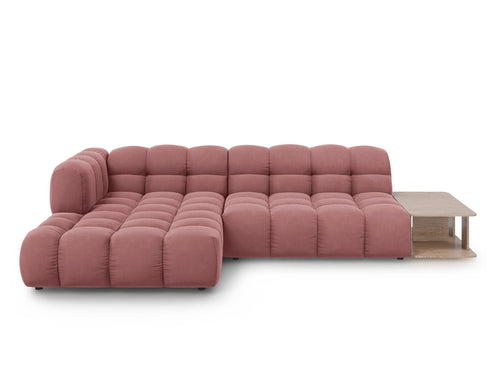 Cosmopolitan Design Modulaire hoekbank links Sky 4-zits, flueel, zalm - 162x297x70cm