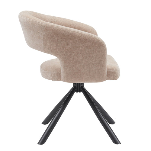 DÉJA Living Eetkamerstoel Elle - Stof/Metaal - Taupe - Set van 2