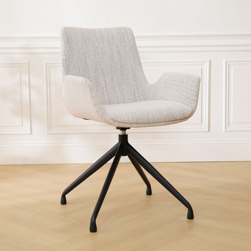 Nolon Nola-Eef Eetkamerstoel Beige Gemêleerd - Draaibaar Zwart Onderstel - vtwonen shop