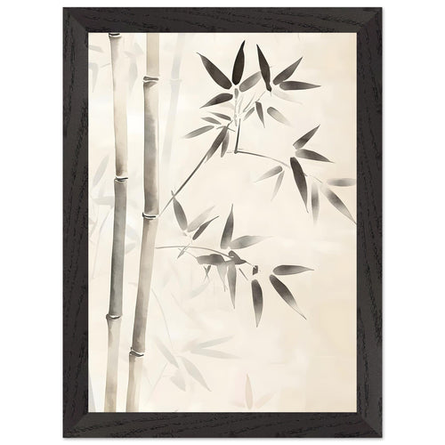 Artfulprints Poster met Lijst Boho – Bamboo lines   - A4 21x29.7 cm - beige