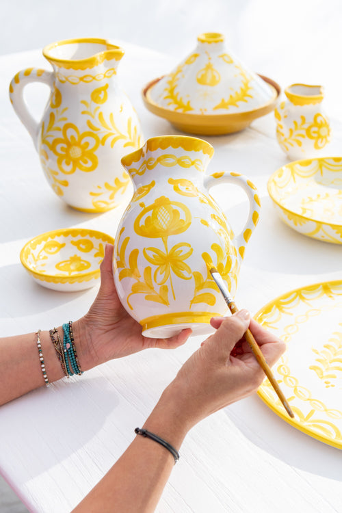 J-Line kruik Granada - keramiek - wit/geel - medium - vtwonen shop